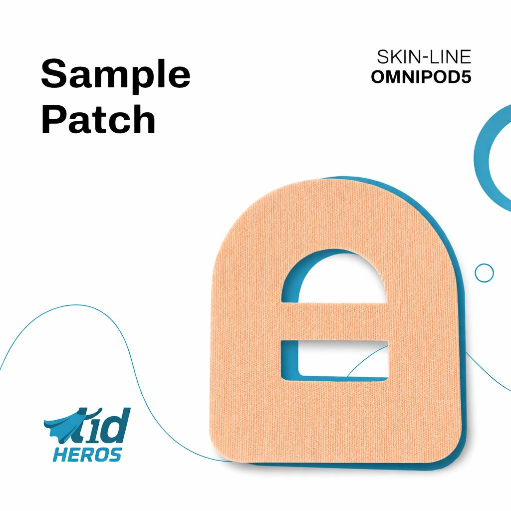 Skin patch for Skin-Line Omnipod5 with Kid Heroes branding on a white background