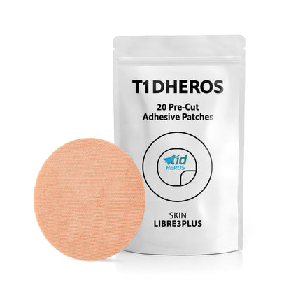 T1DHeros Skin-Tone Adhesive Patch for FreeStyle Libre 3 Plus – Full Coverage (No Hole)