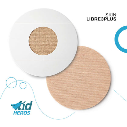 Circular medical device with beige and white sections on a white background, featuring T1Heroes  branding