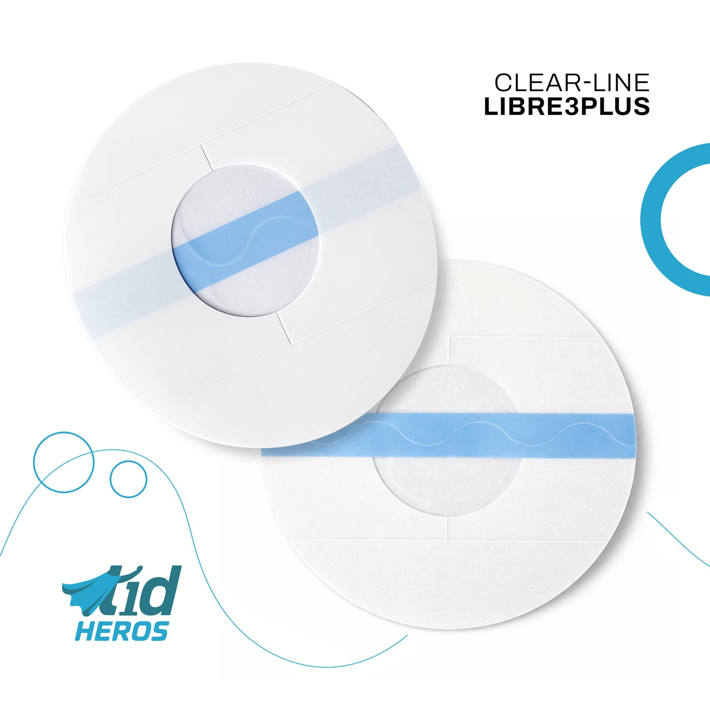 Clear-Line Libre3Plus medical device with Kid Heroes branding on a white background